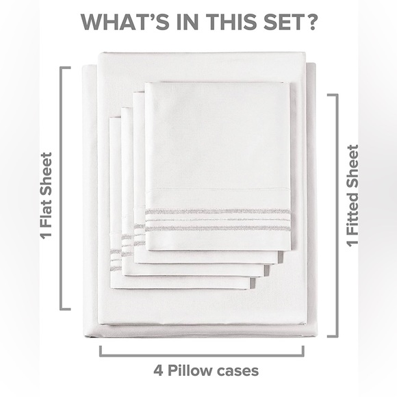 New - White 6 Piece King Size Microfiber Luxury Bed Sheet Set - Picture 7 of 8